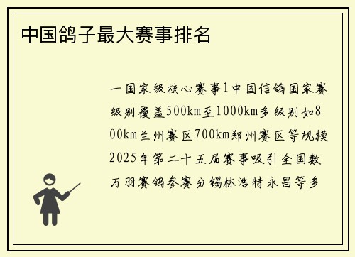 中国鸽子最大赛事排名